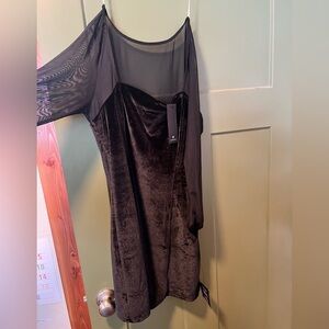 Lulus black sheer/velvet dress
